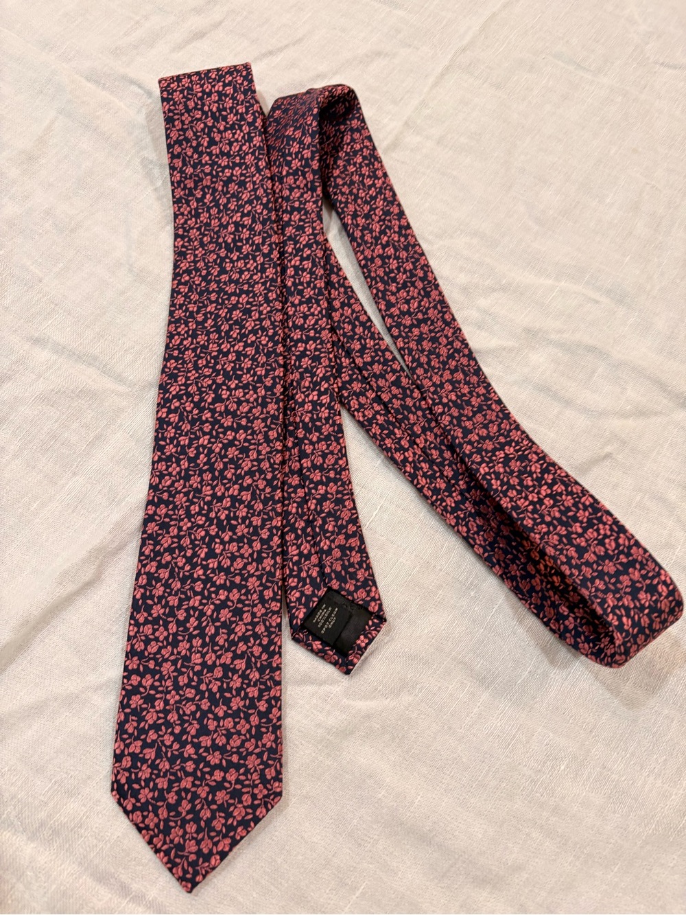 Express Navy Tie with Pink Floral Pattern